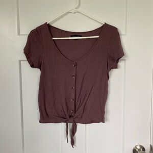 American Eagle Outfitters Plum Button-Down Crop Top